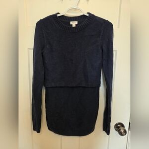 Thyme Maternity Navy Layered Crewneck Sweater